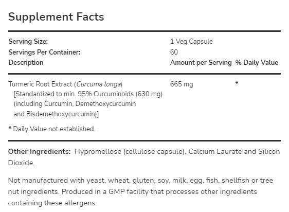 Curcuma curcumine 665 mg - 120 capsules