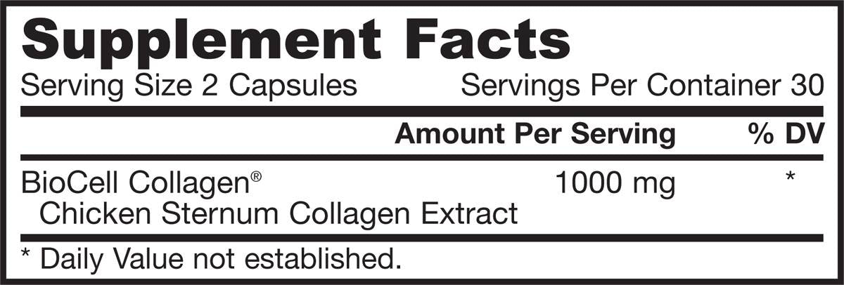 Complexe de collagène de type II 500 mg - 60 capsules
