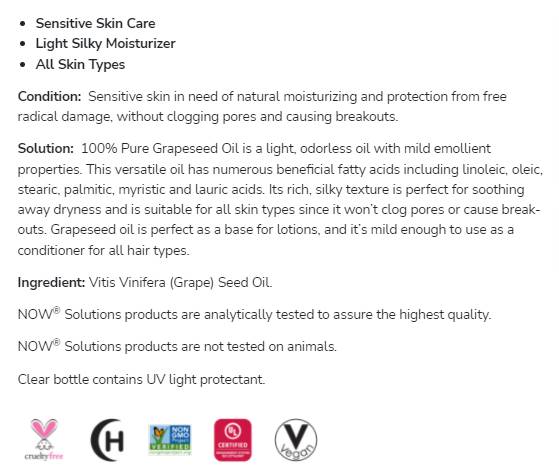 Huile de raisin | 100% Pure Sensitive Skin Care - 473 ml