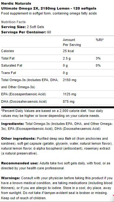 Omega ultime 2x 2150 mg - 60 softgels