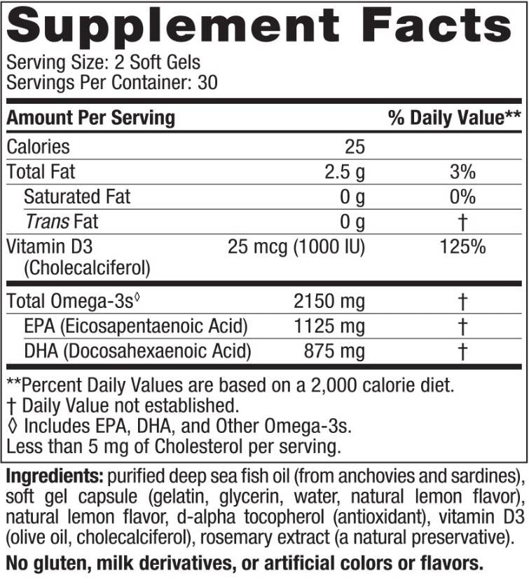 Ultime Omega 2x 2150mg | Avec vitamine D3 - 60 capsules de gel