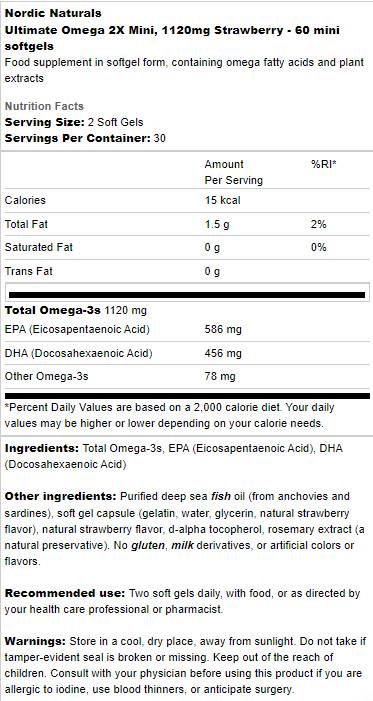 Ultime oméga 2x mini 1120 mg - 60 capsules de gel à croquer