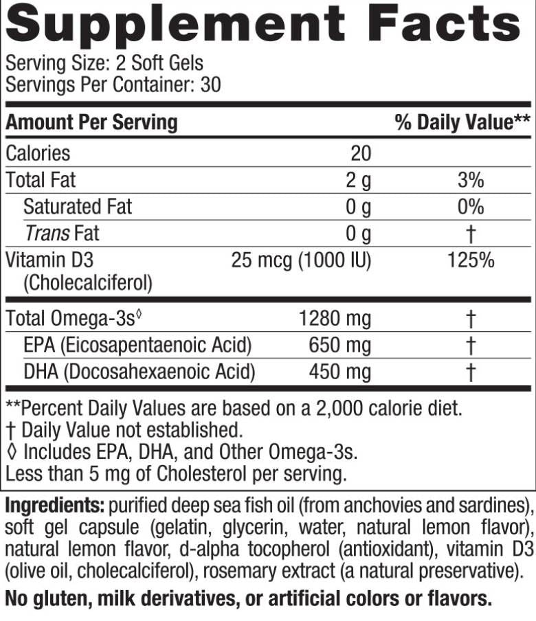 Omega-D3 ultime 1280 mg - 60 capsules de gel