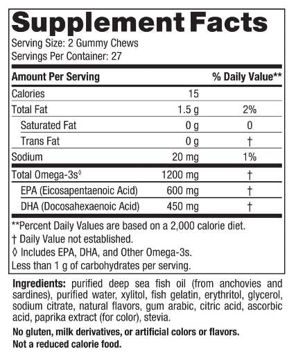 Ultime oméga Gummy Chews 1200 mg - 54 gummies