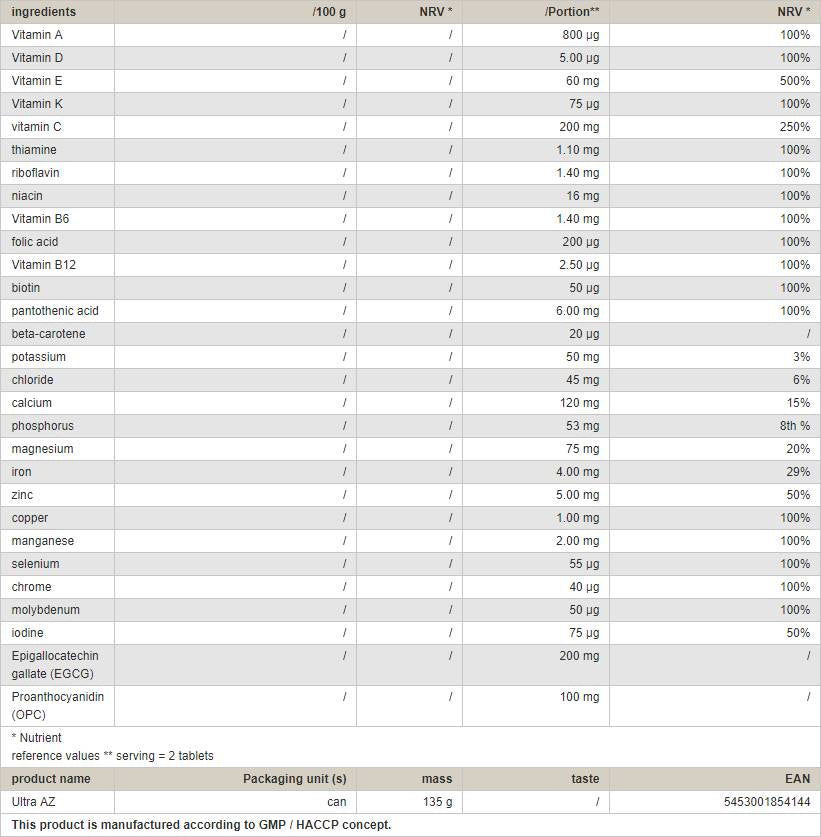 Ultra az - 150 comprimés