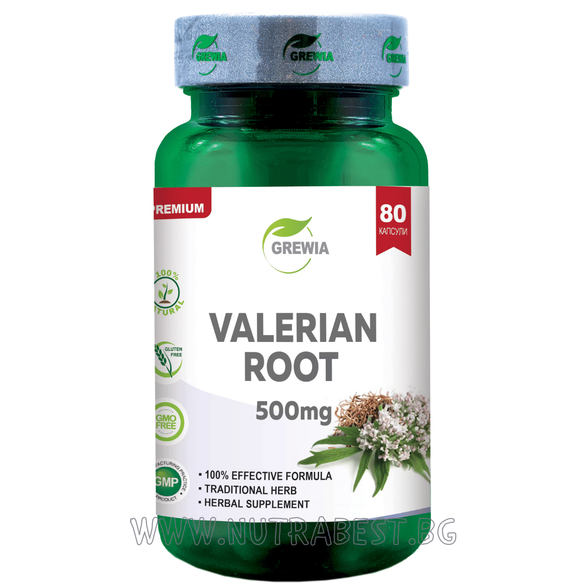 Racine de valériane 500 mg/80 capsules, 80 doses/grwia