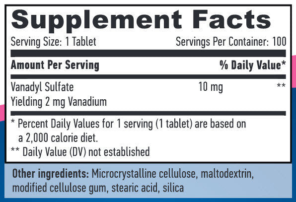 Tabs de sulfate de vanadyle 10 mg/100.