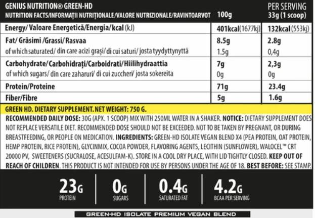 Vegan Green-HD - 750 grammes
