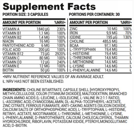 Support de vitamine végétalienne | Multivitamines et minéraux pour les capsules végétaliennes 90