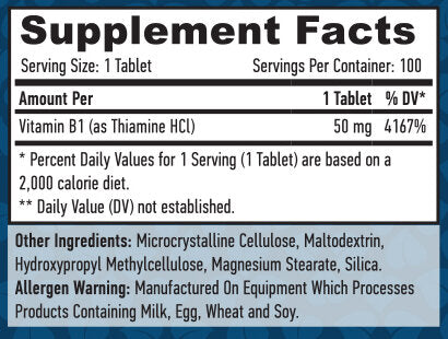 Vitamine B-1/thiamine/50 mg./100 onglets.
