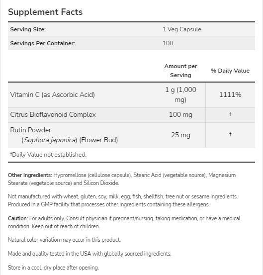 Vitamine C-1000/avec bioflavonoïdes - 30 capsules