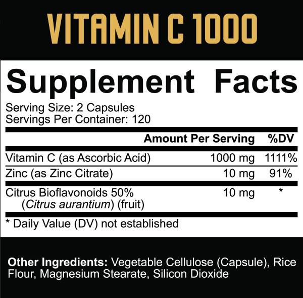 Vitamine C 1000 | avec des bioflavonoïdes en zinc et en agrumes - 240 capsules