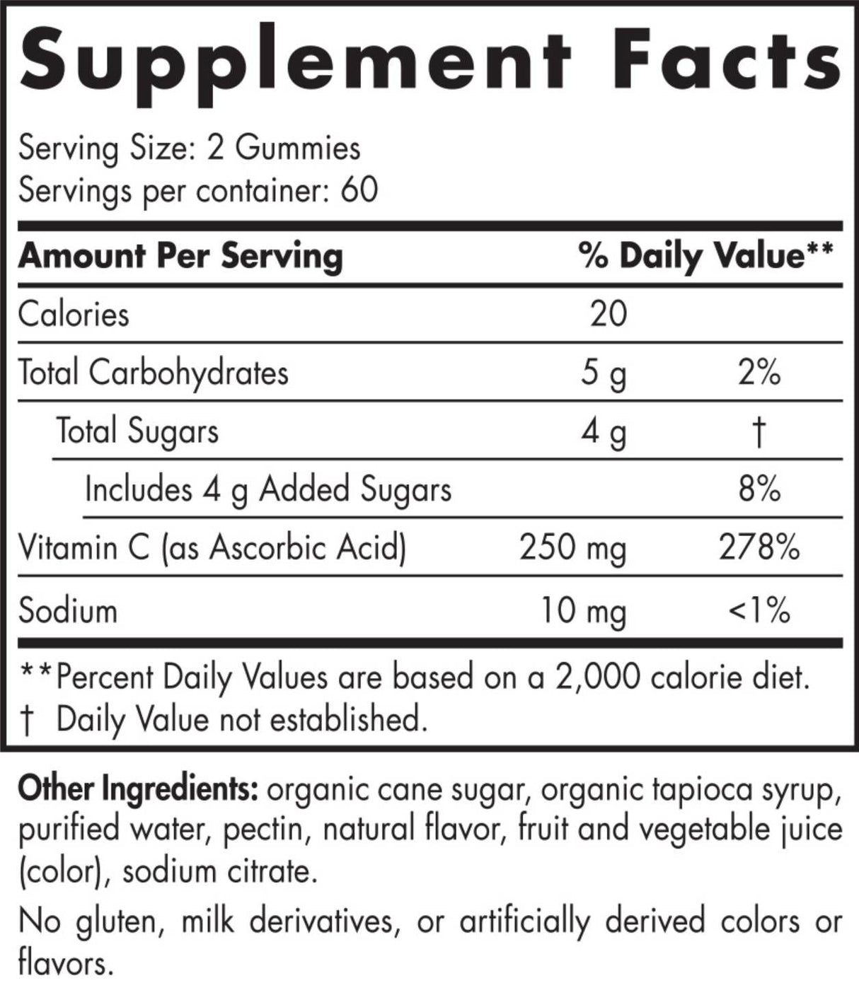 Gummies de vitamine C 250 mg - 60 gummies