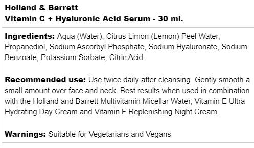 Sérum acide de vitamine C + hyaluronique - 30 ml