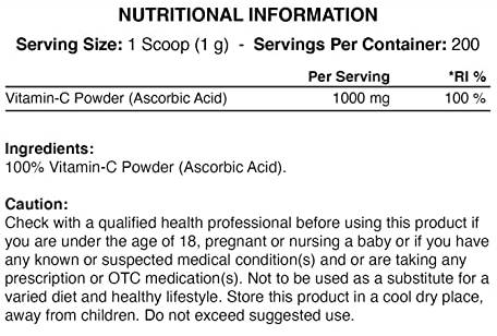 Poudre de vitamine C - 200 grammes