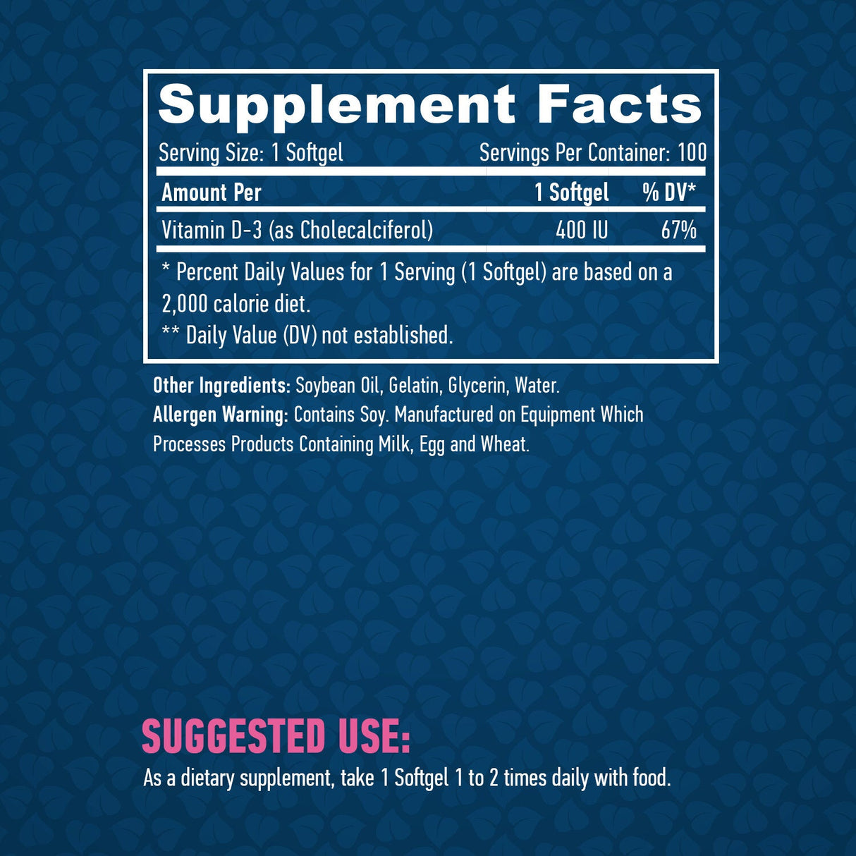 Vitamine D-3/400 UI/100 SoftGels
