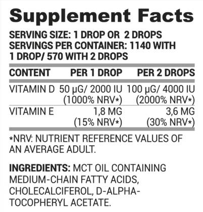 La vitamine D + E laisse tomber 30 ml