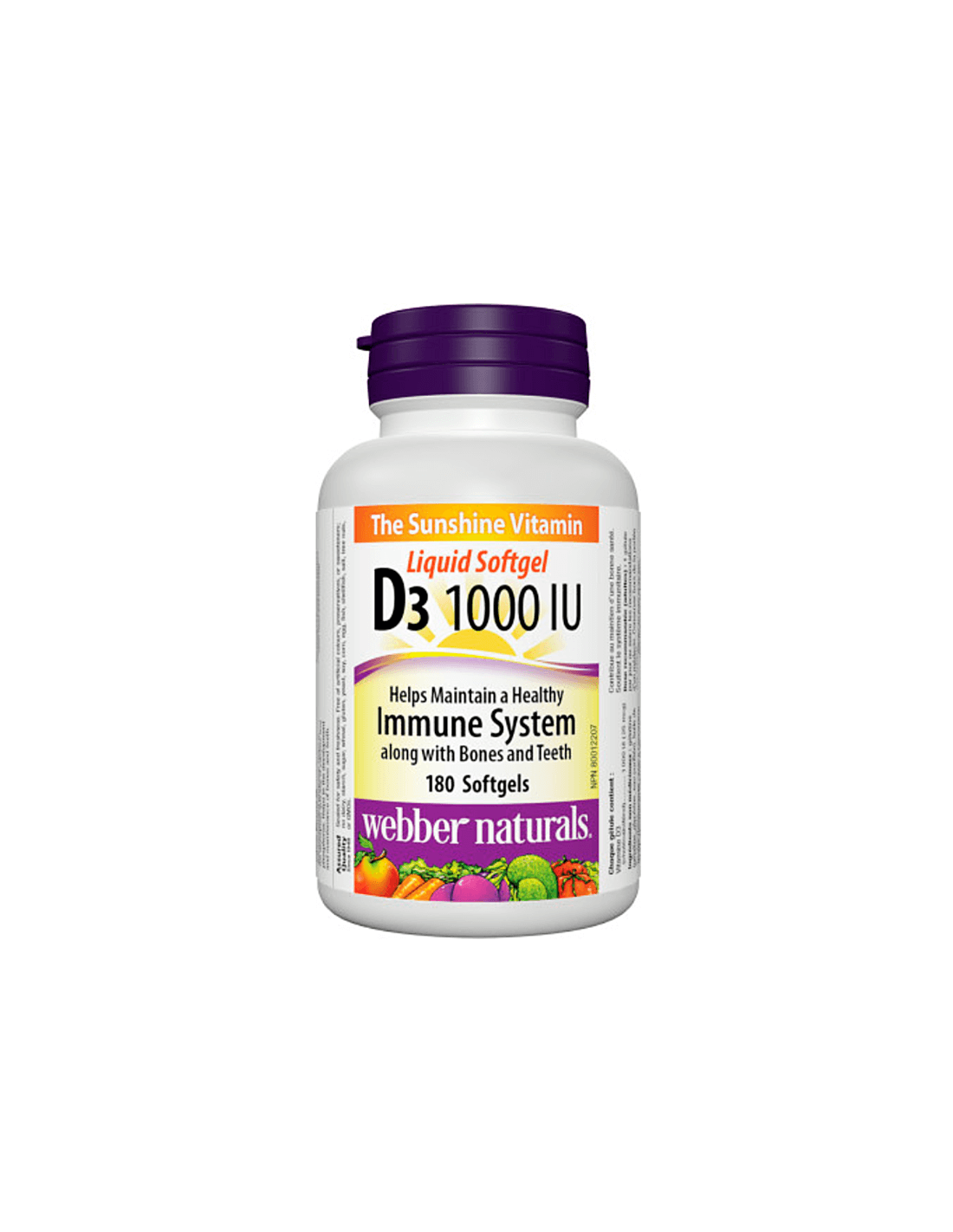 Vitamine D3 1000 UI - Vitamine D3, 180 capsules de softgel