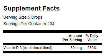 Liquide de vitamine D3 baisse 400iu/29 ml. - 0