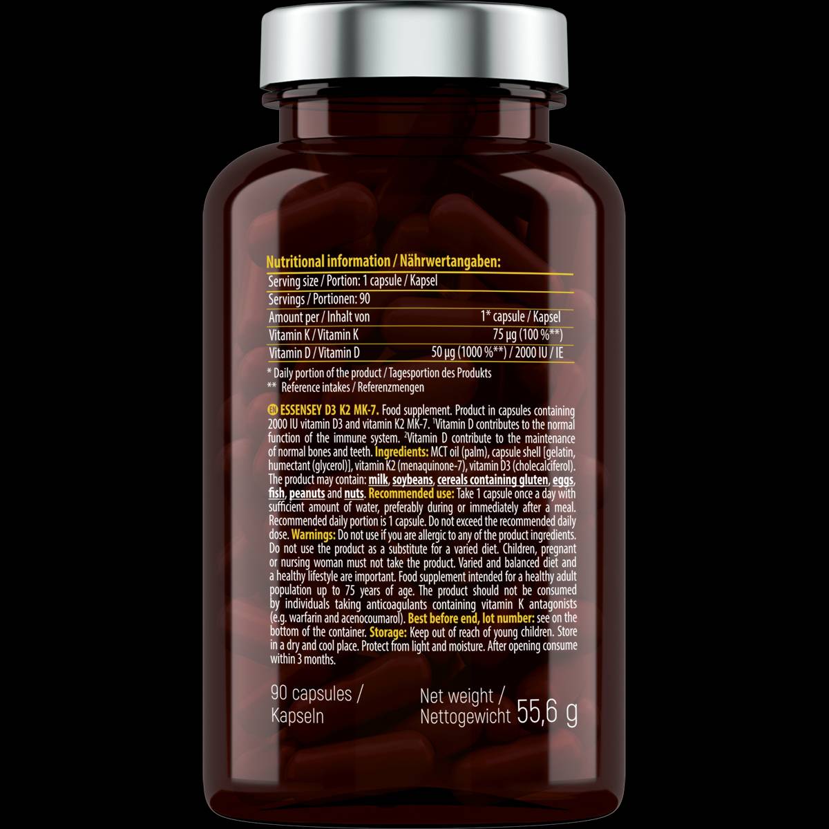 Vitamine D3 + Mk7 90 Capsules
