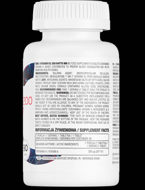Vitamine K2 200 MCG/NATTO MK-7 90 comprimés