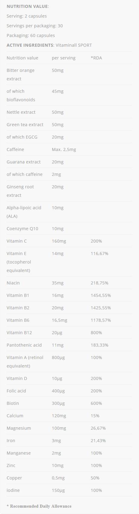 Vitaminall Sport - 60 capsules