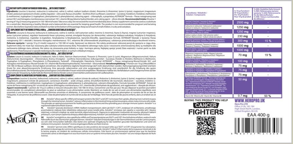 POUDRE EAA | avec électrolytes et astragin® - 400 grammes