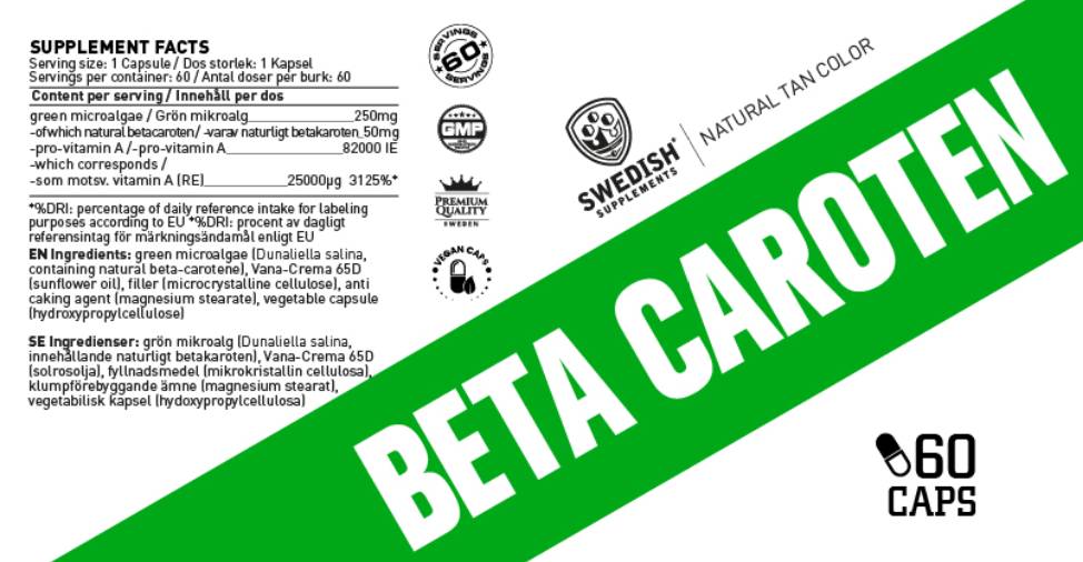 Beta Carotène Natural 25000 UI - 60 capsules