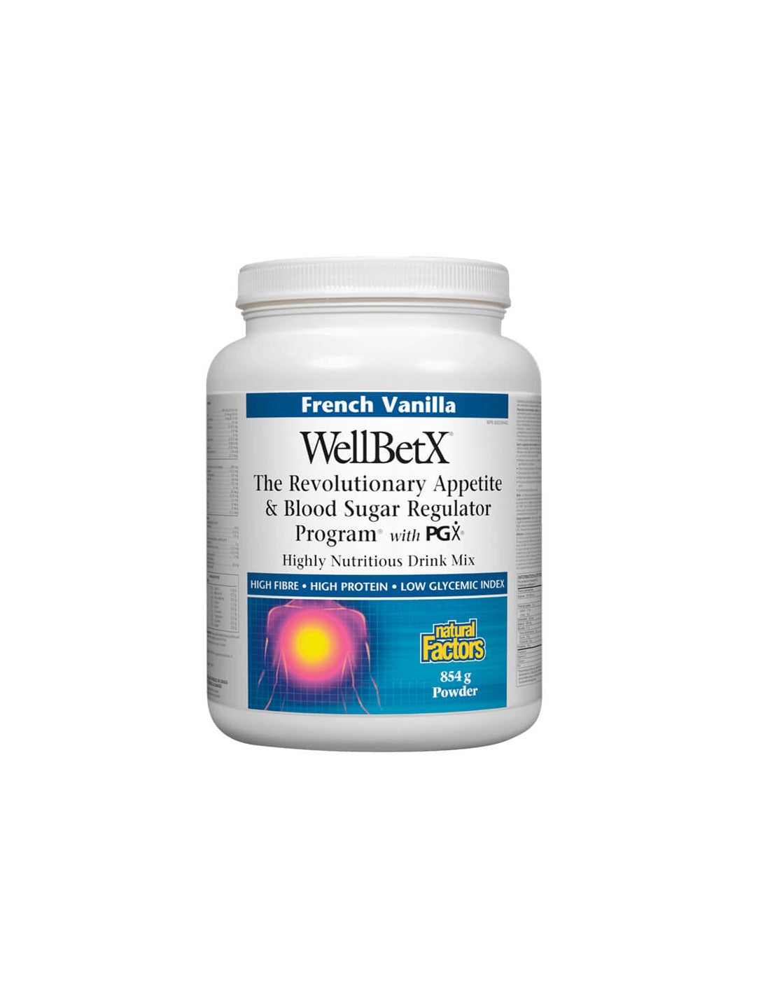 Wellbetx avec PGX - Contrôle de l'appétit et de la glycémie, 854g de poudre, saveur de vanille