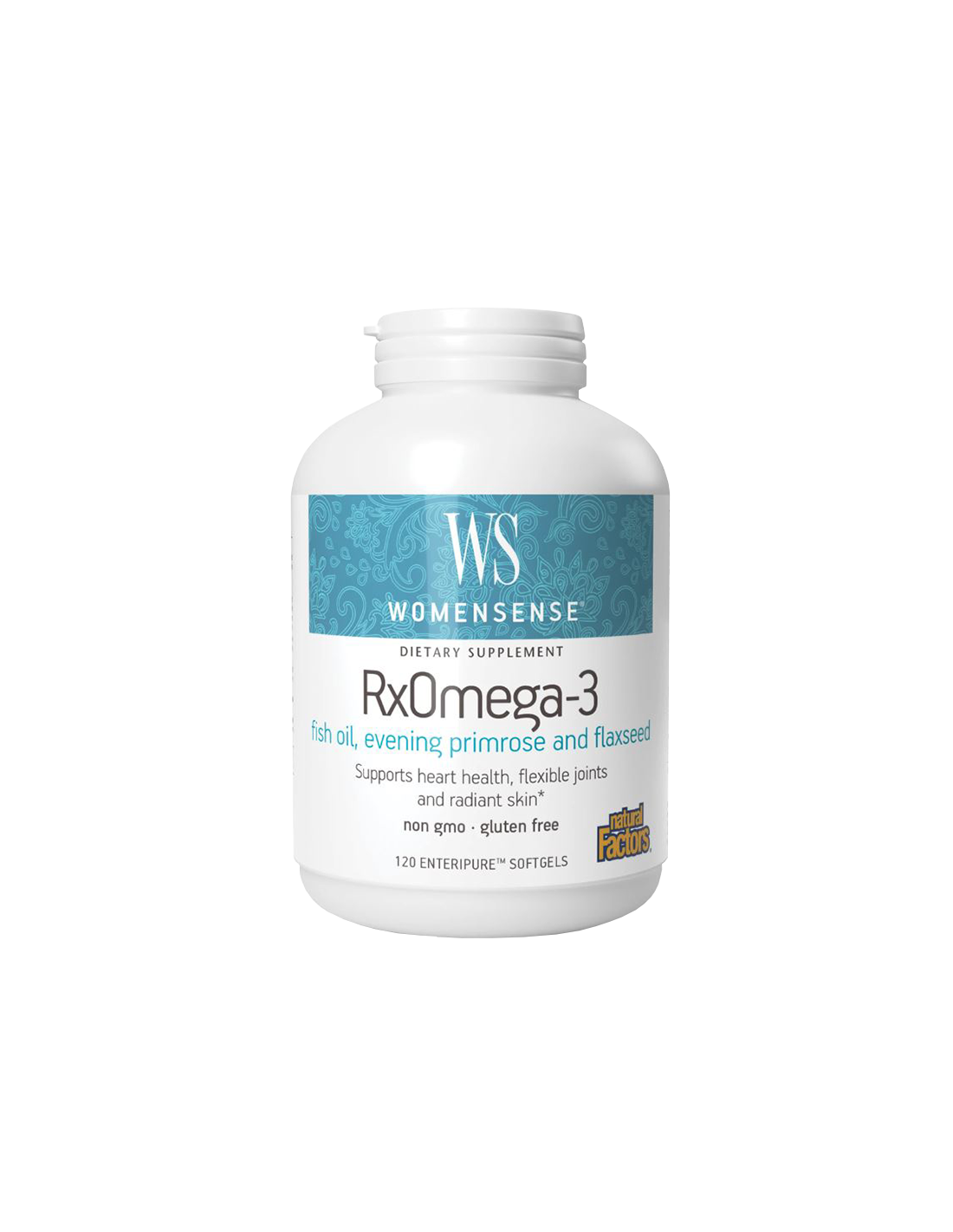 Huile de poisson, onagre et graines de lin WomenSense Rx Omega-3 - Santé féminine, 120 gélules <tc>Natural Factors</tc>