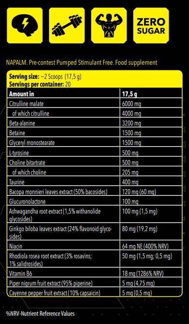 Xtreme napalm pré-conteste/pompé - Stimulant libre - 17,5 grammes