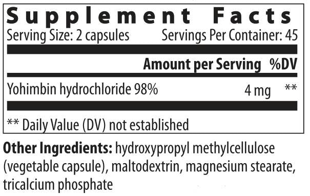 Capsules Yohimbe HCl 2 mg 90