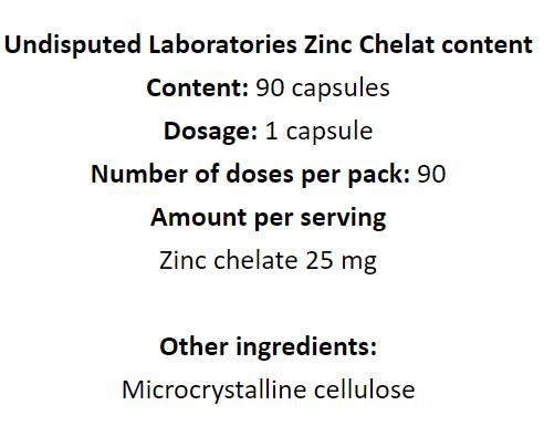 Chélate de zinc 25 mg - 90 capsules