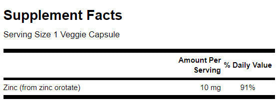 Zinc orotate 10 mg - 60 capsules
