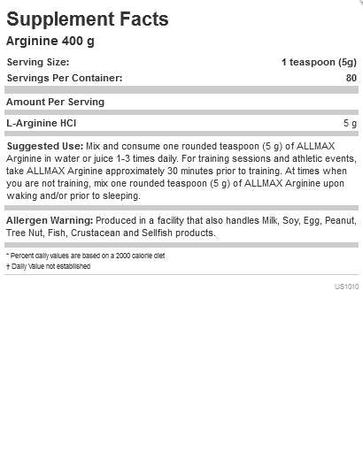 Arginine HCL - 400 grammes