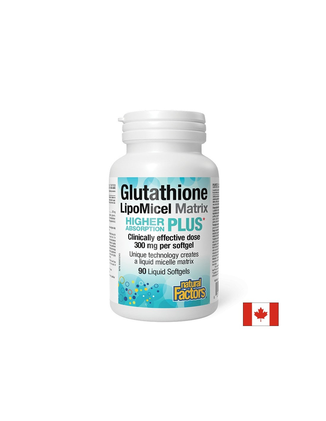 Antioxidant - Glutathione LipoMicel Matrix, 300 mg x 90 softgel capsules Natural Factors - Nutra Best Europe