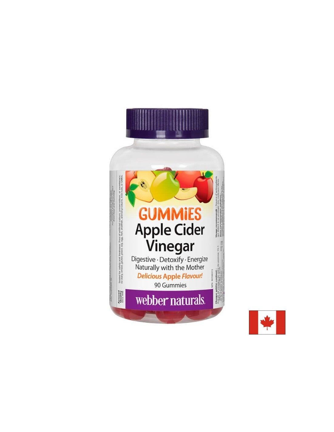 Gummies au vinaigre de cidre de pomme - Protection antioxydante et métabolisme rapide, 90 <tc>Webber Naturals</tc> Comprimés de gelée