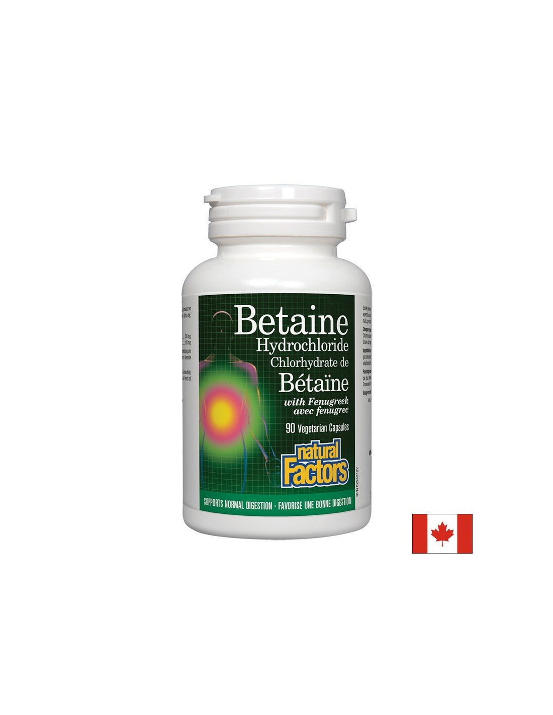 Chlorhydrate de bétaïne avec du fenugrec 500 mg - 90 capsules