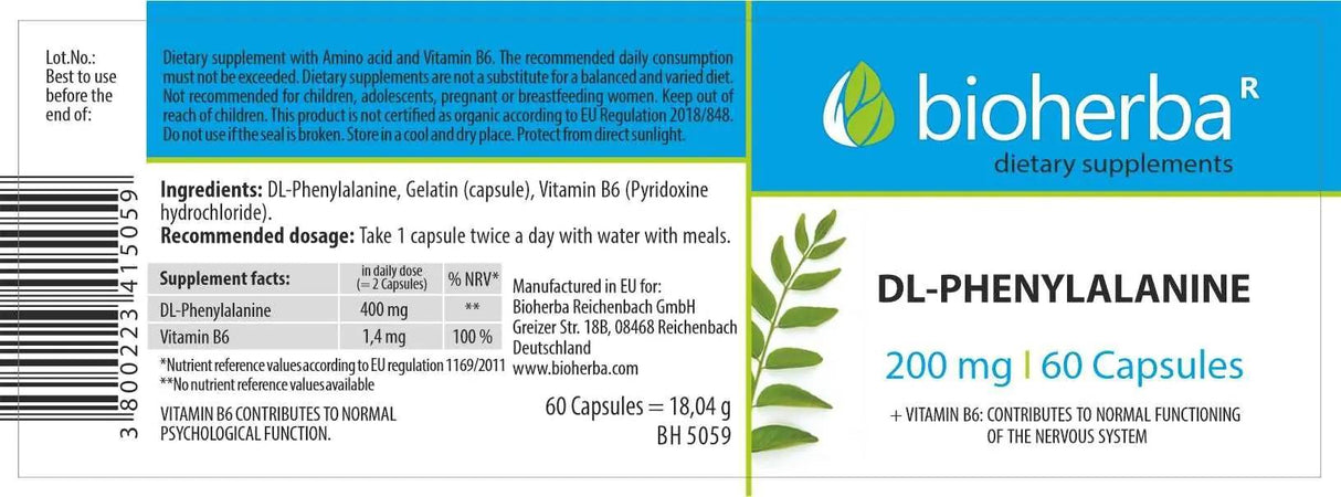 DL-phénylalanine 200 mg - 60 capsules