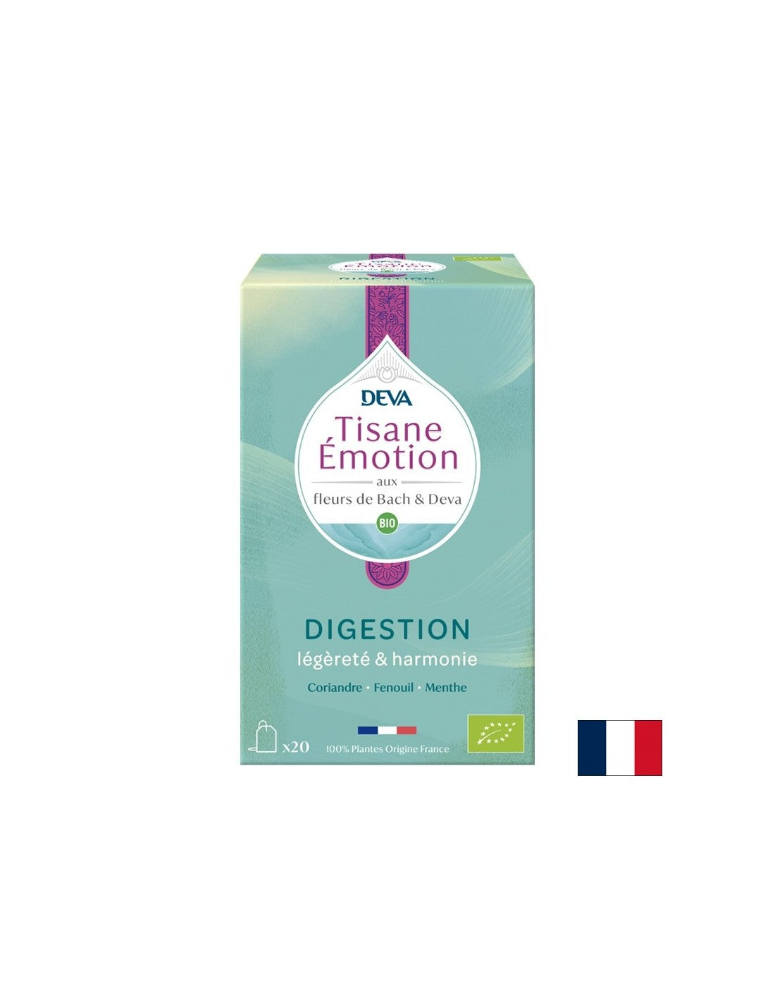 Thé à base de plantes pour une bonne digestion (avec des élixirs floraux selon la méthode du Dr Bach), 20 sacs filtrants