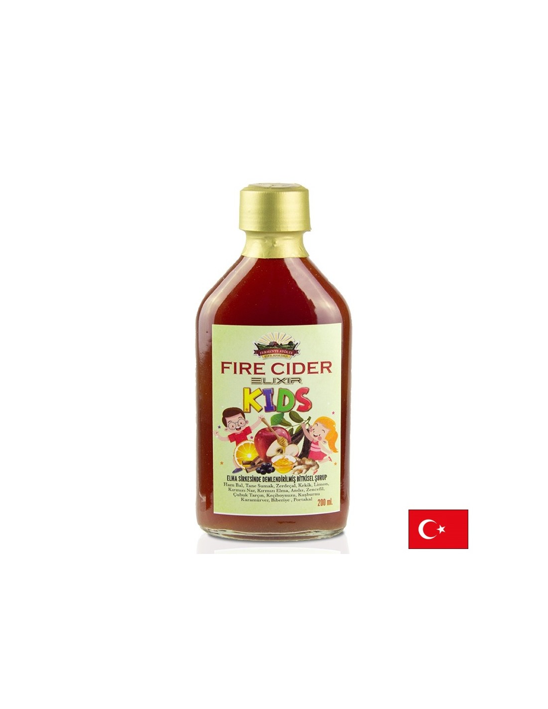 Elixir à boosting immunitaire pour enfants - vinaigre de cidre de pomme avec miel et herbes, 200 ml