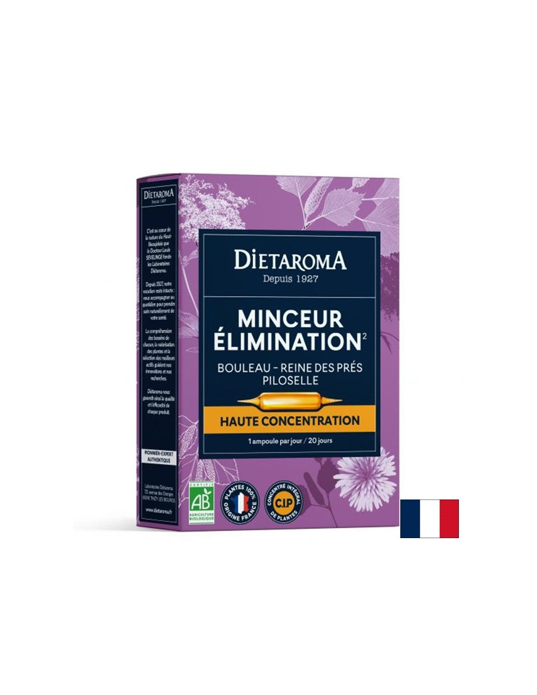 Formule à base de plantes pour la perte de poids (avec le bouleau, le souci des marais et les oreilles de souris), 20 ampoules à boire