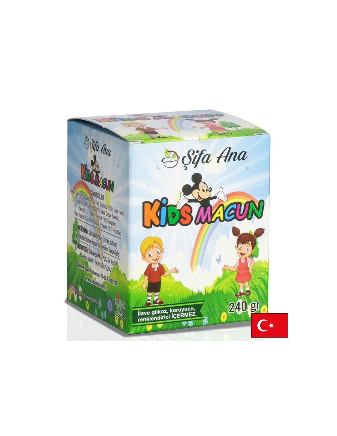 Paste à base de plantes immunitaires pour les enfants - avec propolis, pollen d'abeille et miel, caroul, gingembre, cacao cru, 240 g