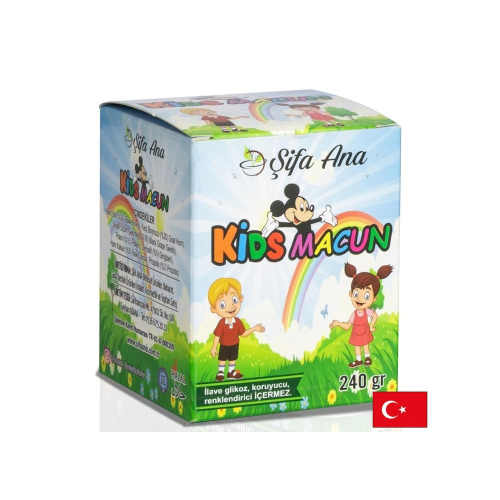 Paste à base de plantes immunitaires pour les enfants - avec propolis, pollen d'abeille et miel, caroul, gingembre, cacao cru, 240 g