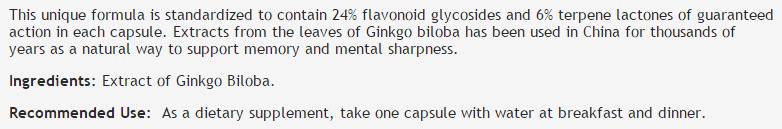Ginkgo biloba extrait 60 mg - 60 capsules
