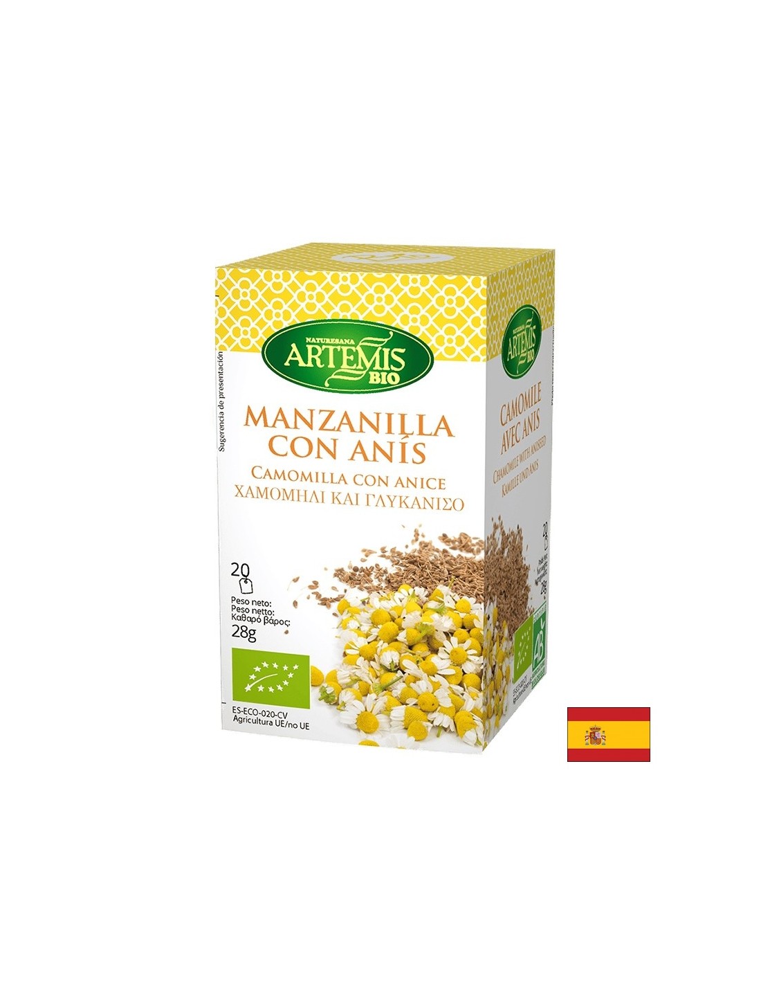 Thé avec camomille et bio anis, 20 sacs de filtre