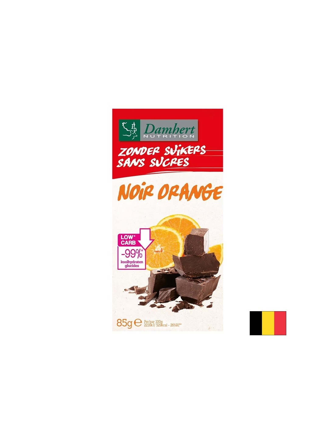 Chocolat noir avec orange (sans sucre), 85 g