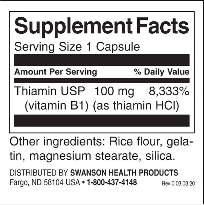Vitamine B-1 100 mg - 250 capsules
