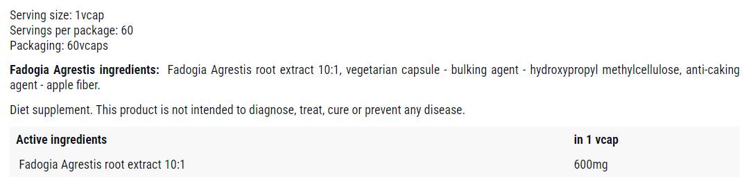Fadogia agrestis 600 mg - 60 capsules