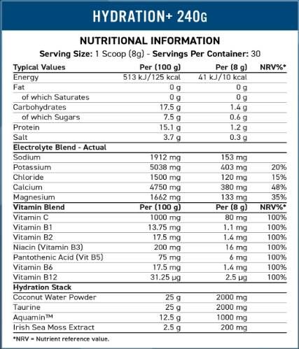 Hydratation + | Electrolyte & Vitamin Powder - 240 grammes